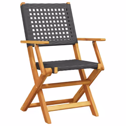 VidaXL 3214558 chaise d'extérieur Terrace Siège rembourré Bois d'acacia, Polyuréthane Noir