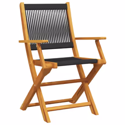 VidaXL 3214566 chaise d'extérieur Terrace Siège rembourré Bois d'acacia, Polypropylène (PP) Noir