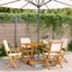 vidaXL Chaises de jardin pliantes lot de 4 tissu et bois massif