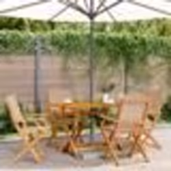 vidaXL Chaises de jardin pliantes lot de 4 taupe tissu et bois massif