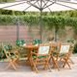 vidaXL Chaises de jardin pliantes lot de 6 vert tissu et bois massif