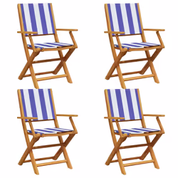 VidaXL 3214590, Terrace, Siège rembourré, Bois d'acacia, Polyester, Bleu, Blanc, 110 kg, 540 mm