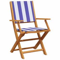 VidaXL 3214590 chaise d'extérieur Terrace Siège rembourré Bois d'acacia, Polyester Bleu, Blanc