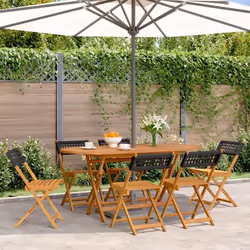 vidaXL Chaises de jardin pliantes lot de 6 noir poly rotin bois massif