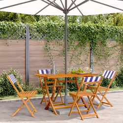 VidaXL 3214625 chaise d'extérieur Terrace Siège rembourré Bois d'acacia, Polyester Bleu, Blanc