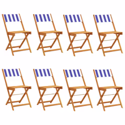 VidaXL 3214627, Terrace, Siège rembourré, Bois d'acacia, Polyester, Bleu, Blanc, 110 kg, 410 mm