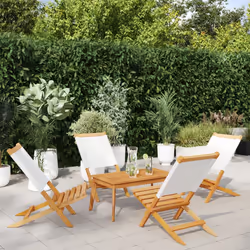 VidaXL 3214638 chaise d'extérieur Terrace Siège rembourré Bois d'acacia, Polyester Crème, Blanc - Vue supplémentaire 2