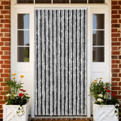 vidaXL Rideau anti-mouches gris et noir 118x220 cm chenille