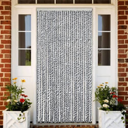 vidaXL Rideau anti-mouches gris et noir et blanc 118x220 cm chenille rideau anti-mouche de porte rideau d’insectes de 4004882