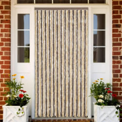 vidaXL Rideau anti-mouches marron foncé et beige 118x220 cm chenille