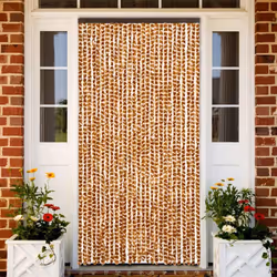vidaXL Rideau anti-mouches ocre et blanc 118x220 cm chenille