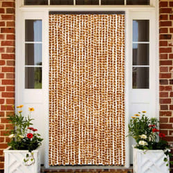 vidaXL Rideau anti-mouches ocre et blanc 118x220 cm chenille