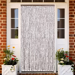 vidaXL Rideau anti-mouches taupe et blanc 118x220 cm chenille