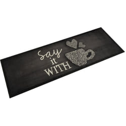 Vidaxl - Tapis de cuisine lavable imprimé tasse noir 60x180 cm velours