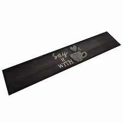 vidaXL Tapis de cuisine lavable imprimé tasse noir 60x300 cm velours