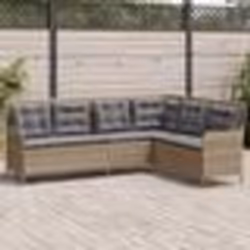 vidaXL Canapé de jardin avec coussins forme de L beige résine tressée