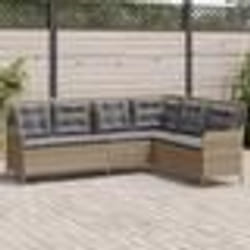vidaXL Canapé de jardin avec coussins forme de L beige résine tressée