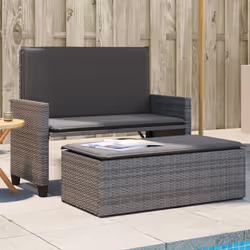 VidaXL 368409 banc de jardin Rotin, Acier