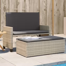 Ce banc de jardin 2 en 1, servant à la fois de chaise longue d'extérieur et de canapé-lit, est un supplément pratique et accr ...