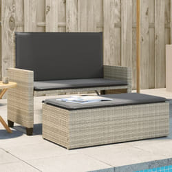 Vidaxl - Banc de jardin et coussins et repose-pied gris clair poly rotin