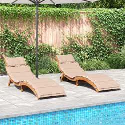 Vidaxl - Chaises longues avec coussins lot de 2 beige bois massif acacia