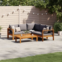 Salon de jardin avec coussins 4 pcs bois d'acacia massif