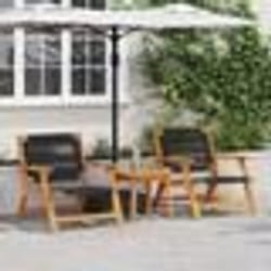 vidaXL Chaises de Jardin avec Table 3 pcs Noir Bois Massif Acacia