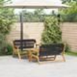 vidaXL Chaises de jardin avec table - Ensemble de 3 en bois d'acacia massif noir