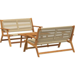 Vidaxl - Chaise de Jardin avec Table 3 pcs Beige Bois Massif d'Acacia