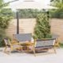 vidaXL Ensemble de Chaises et Table de Jardin en Bois d'Acacia Noir et Blanc 5 Pièces