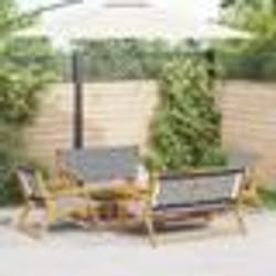 vidaXL Ensemble de Chaises et Table de Jardin en Bois d'Acacia Noir et Blanc 5 Pièces