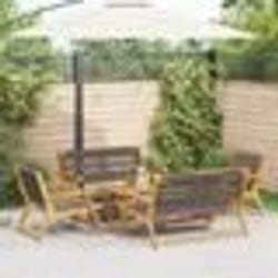 vidaXL Ensemble de chaises de jardin avec table, 5 pièces, gris, bois d'acacia massif