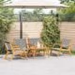 vidaXL Ensemble de Chaises de Jardin avec Table - 5 Pièces, Noir et Blanc, Bois d'Acacia Massif