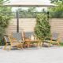 vidaXL Ensemble de Chaises de Jardin avec Table - 5 Pièces, Noir et Blanc, Bois d'Acacia Massif