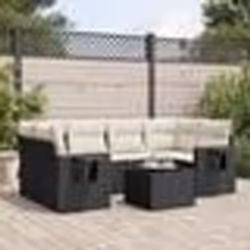 vidaXL Salon de jardin 7 pcs avec coussins noir résine tressée