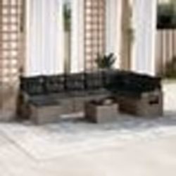 vidaXL Salon de jardin 9 pcs avec coussins gris résine tressée