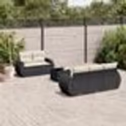 vidaXL Salon de jardin 6 pcs avec coussins noir résine tressée