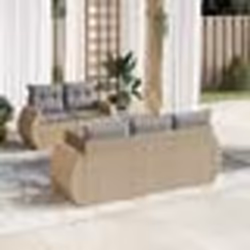 vidaXL Salon de jardin avec coussins 6 pcs beige résine tressée