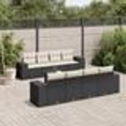 vidaXL Salon de jardin 9 pcs avec coussins noir résine tressée
