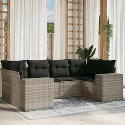 Vidaxl - Salon de jardin 6 pcs avec coussins gris clair résine tressée