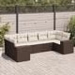vidaXL Salon de jardin avec coussins 7 pcs marron résine tressée