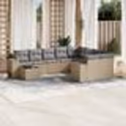 vidaXL Salon de jardin avec coussins 10 pcs beige résine tressée