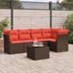 vidaXL Salon de jardin 6 pcs avec coussins marron résine tressée