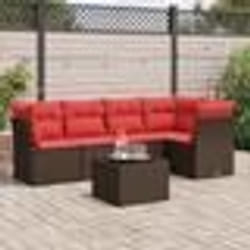 vidaXL Salon de jardin 6 pcs avec coussins marron résine tressée