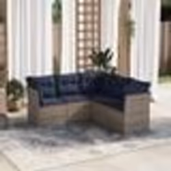 vidaXL Salon de jardin 5 pcs avec coussins gris résine tressée