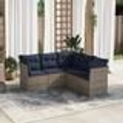 vidaXL Salon de jardin 5 pcs avec coussins gris résine tressée