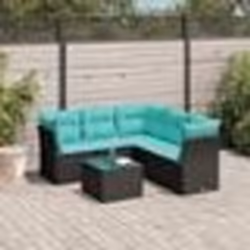 vidaXL Salon de jardin 6 pcs avec coussins noir résine tressée