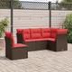 vidaXL Salon de jardin avec coussins 5 pcs marron résine tressée