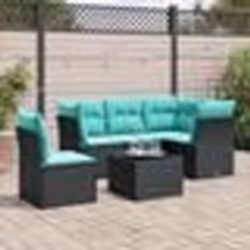 vidaXL Salon de jardin 6 pcs avec coussins noir résine tressée