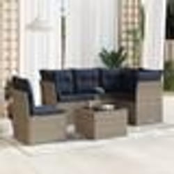 vidaXL Salon de jardin 6 pcs avec coussins gris résine tressée